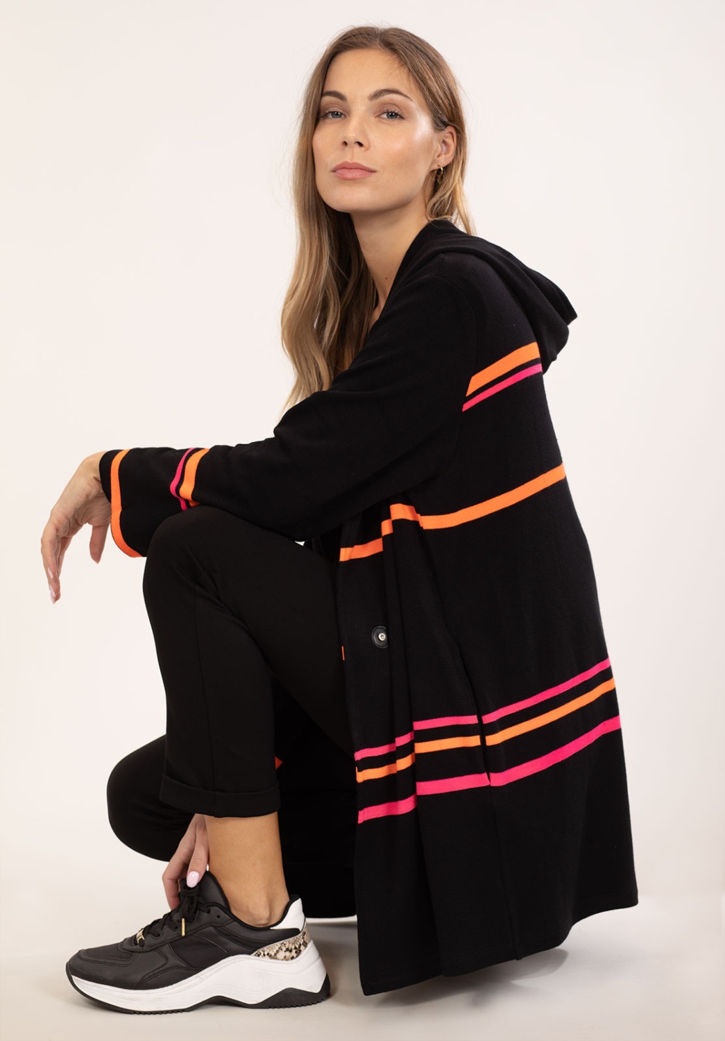 Veste Longue Rayée Néon