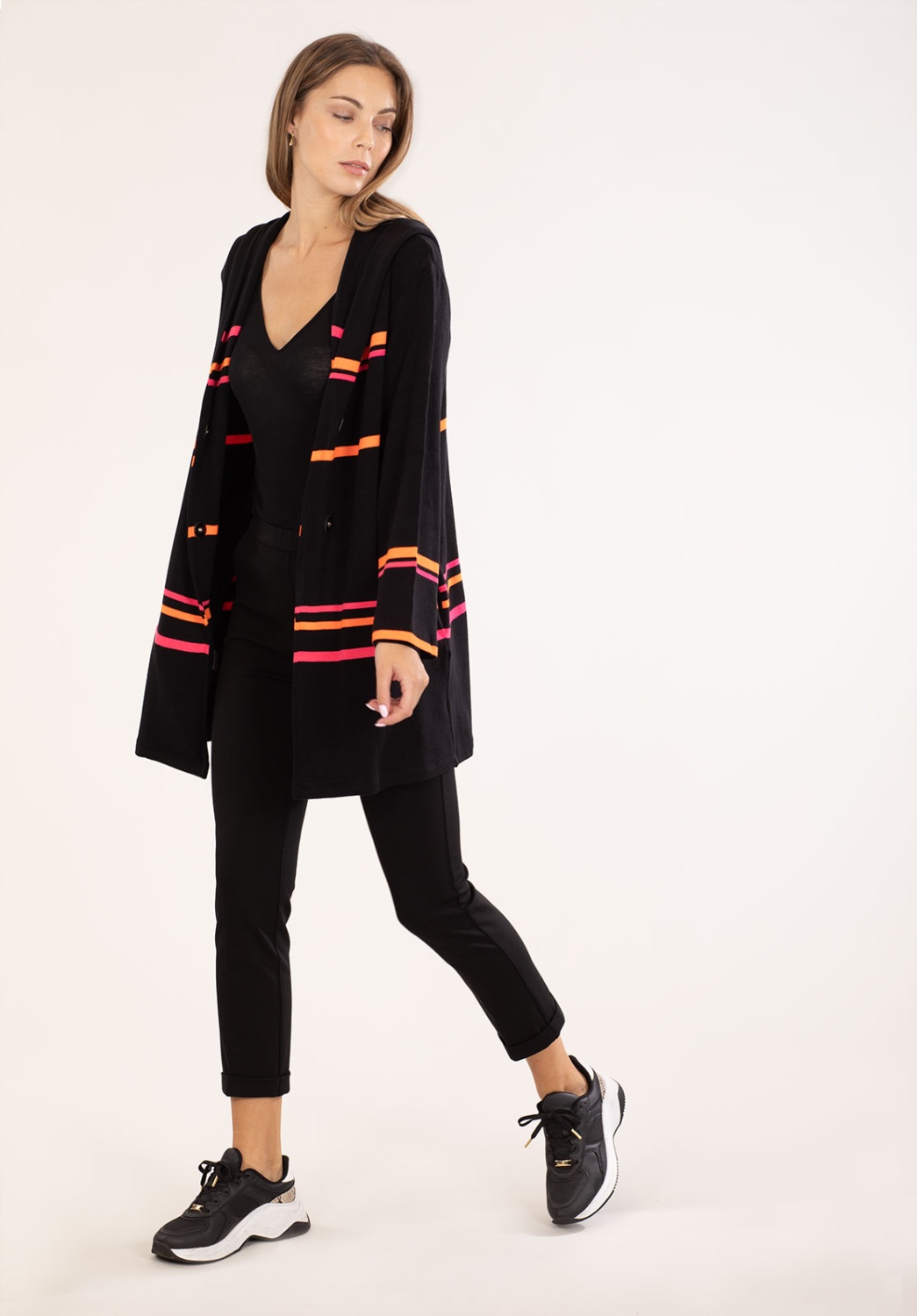Veste Longue Rayée Néon 4