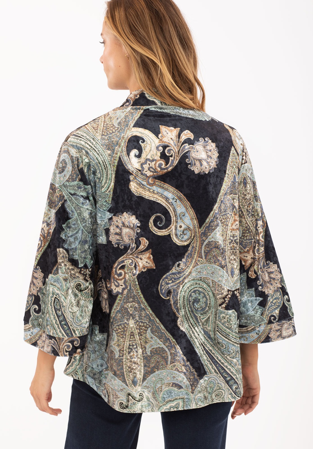 Kimono en velours motif cachemire 