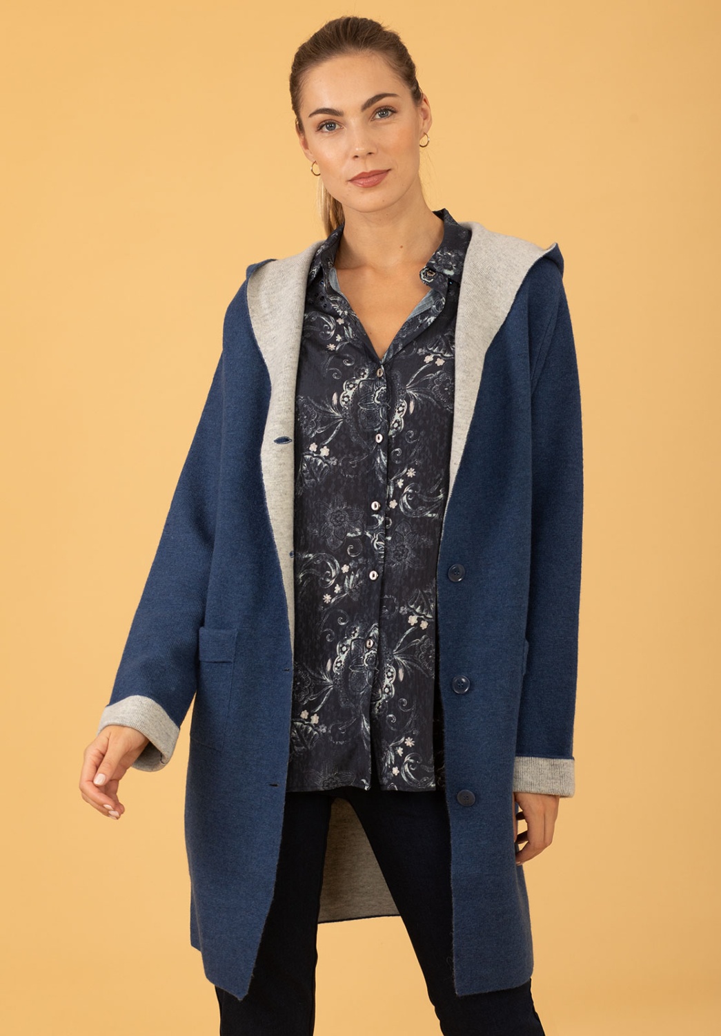 Manteau tricoté bicolore 3