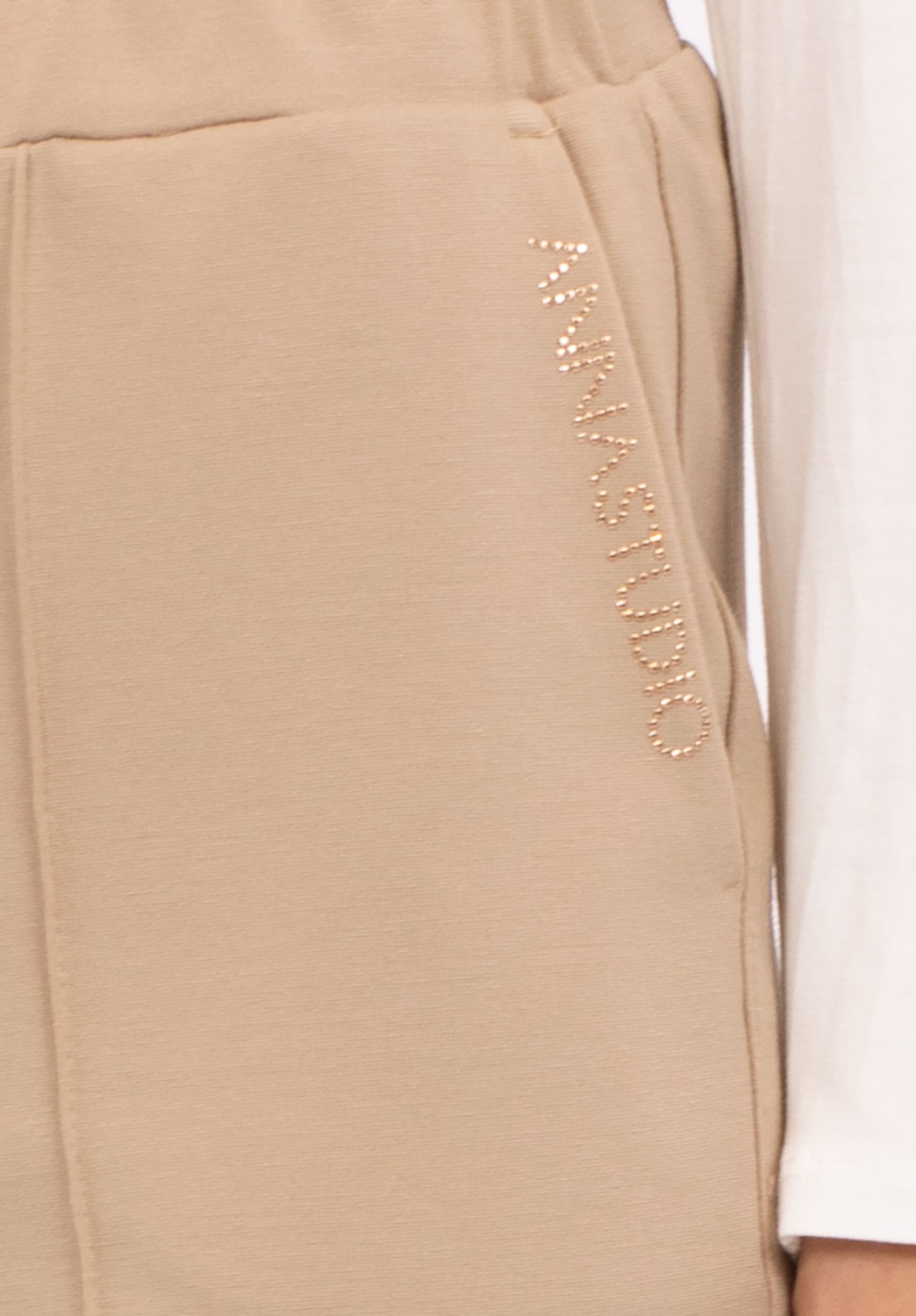 Beige Central Seam Trousers 2