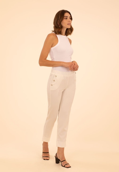 White Trousers With Buttons