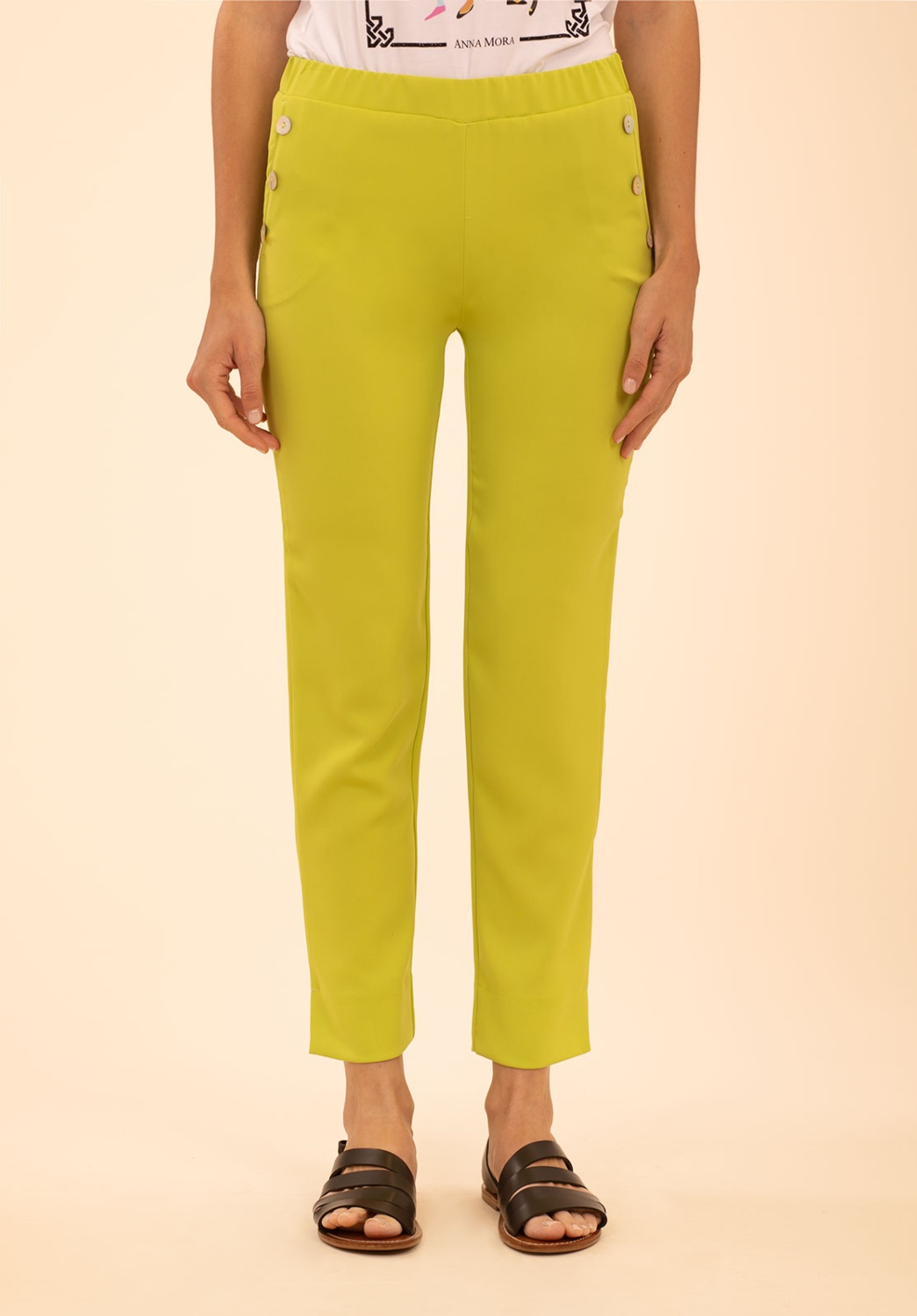 Pantalon boutonné citron vert 1