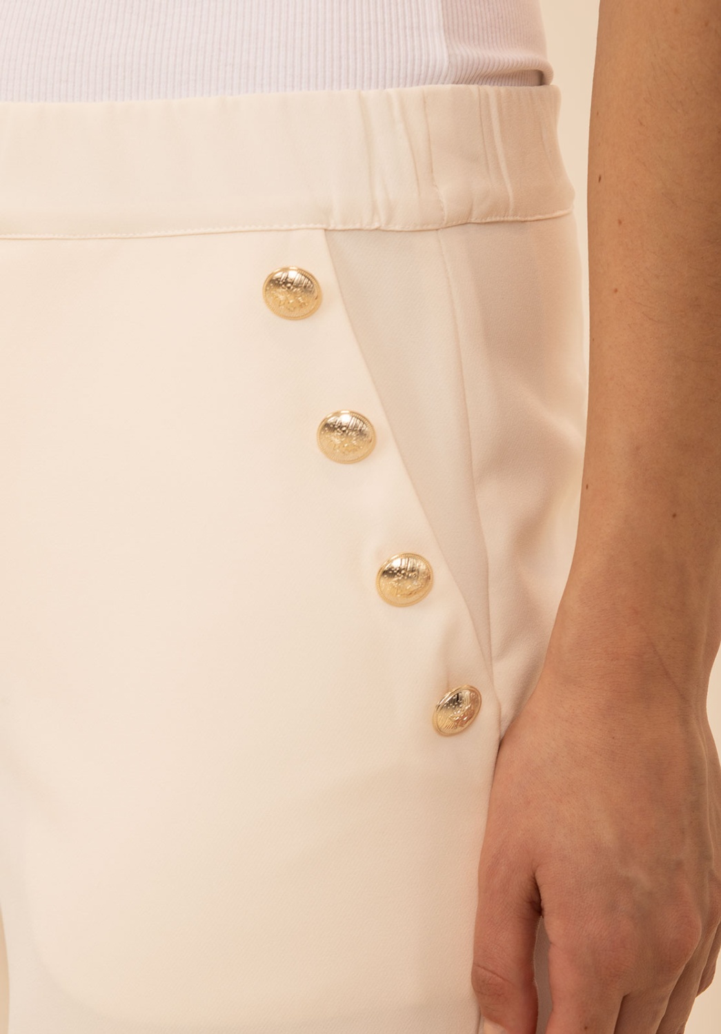 Cream Trousers with Buttons 3