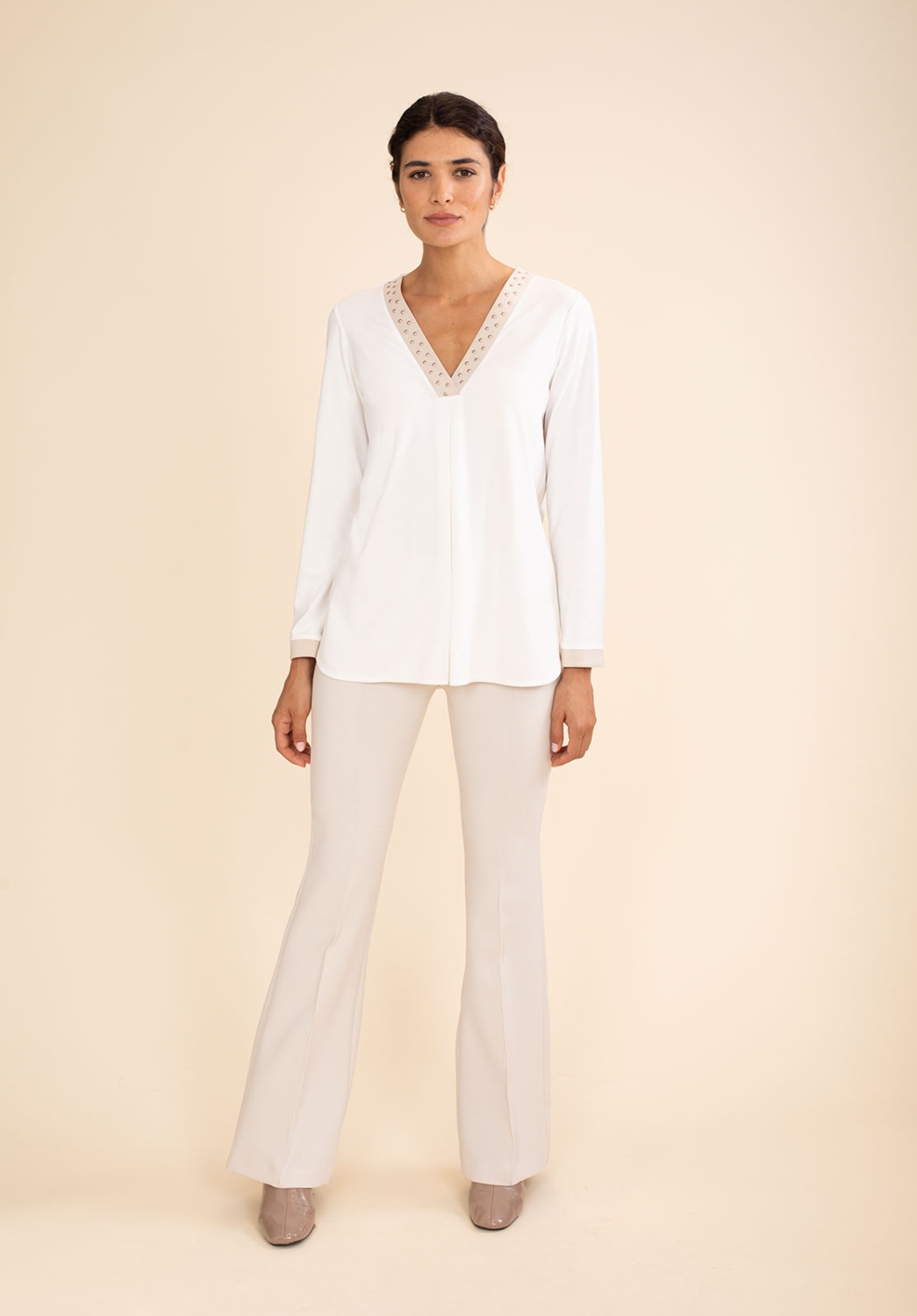 Pantalón Flare Crema