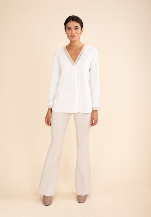 Cream Flare Pants