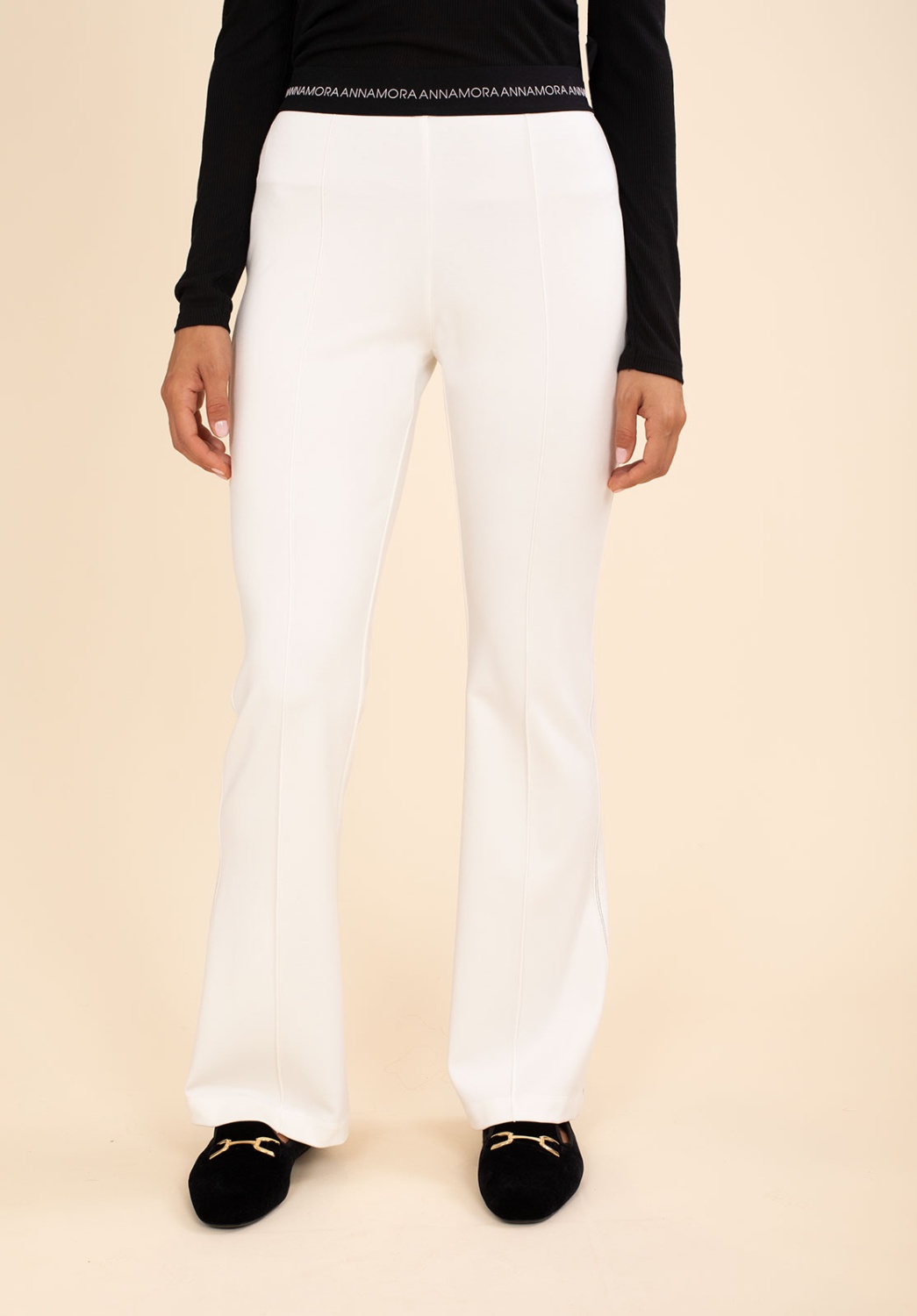 Pantalón Punto Acampanado Blanco 1