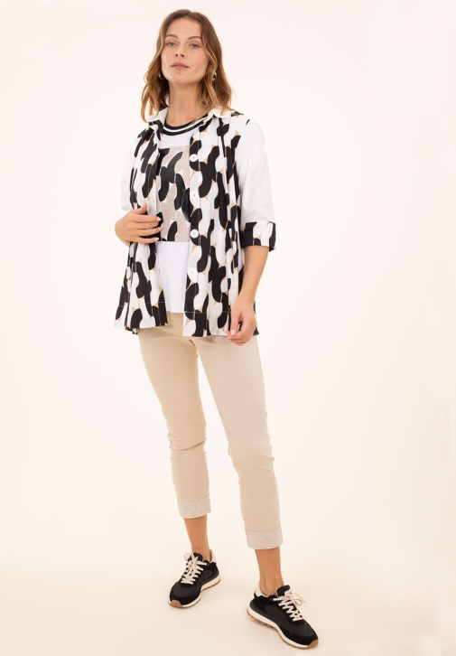 Pantalón Capri Pedrería Beige