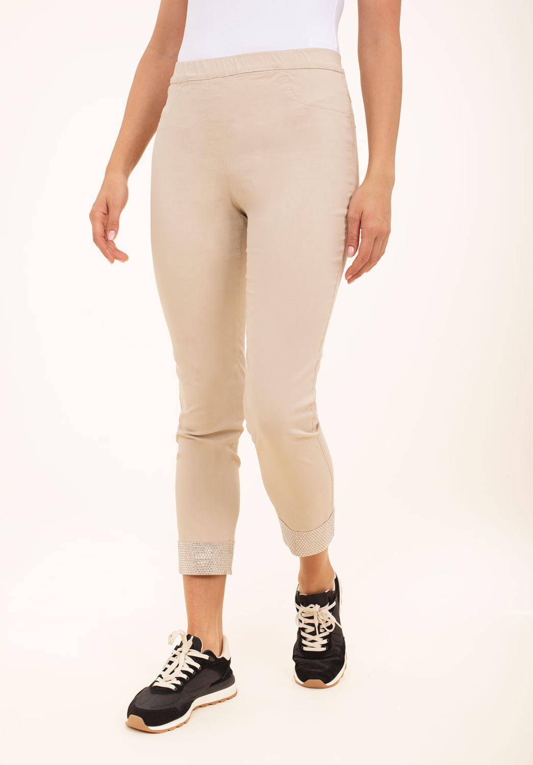 Pantalón Capri Pedrería Beige 1