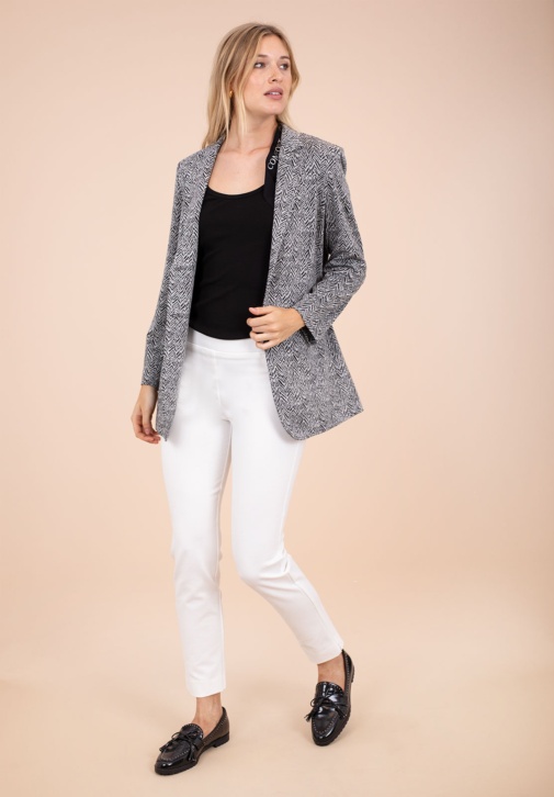 Pantalon Blanc Taille Mi-Haute 