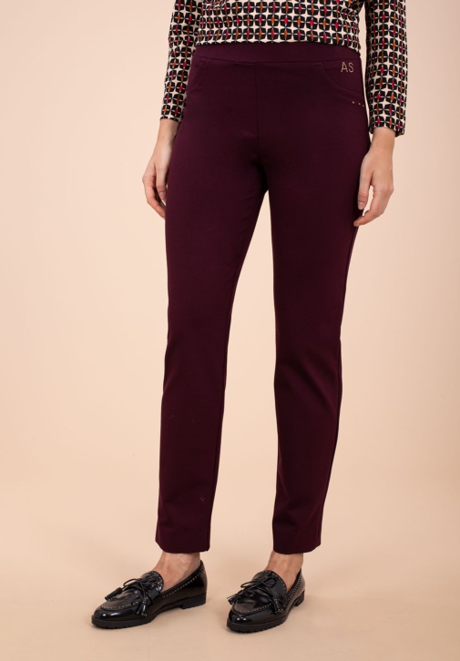 PANTALON BORDEAUX TAILLE MI-HAUTE