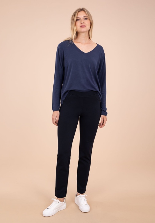 PANTALON BLEU MARINE TAILLE MI-HAUTE