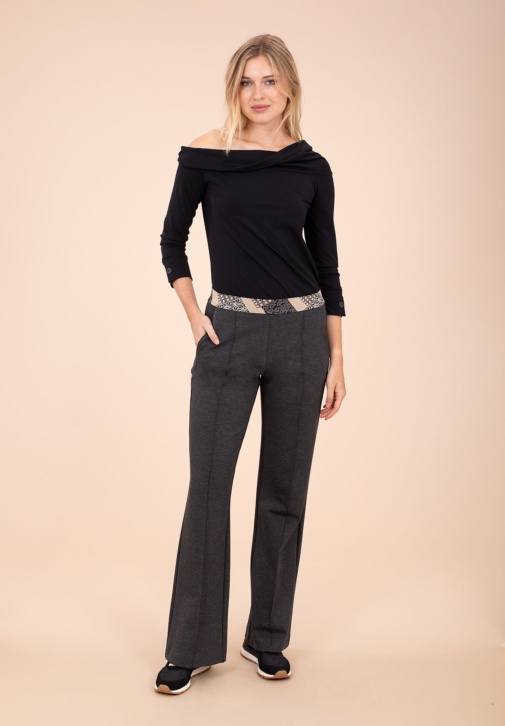 Pantalón Gris Oscuro De Tiro Medio 