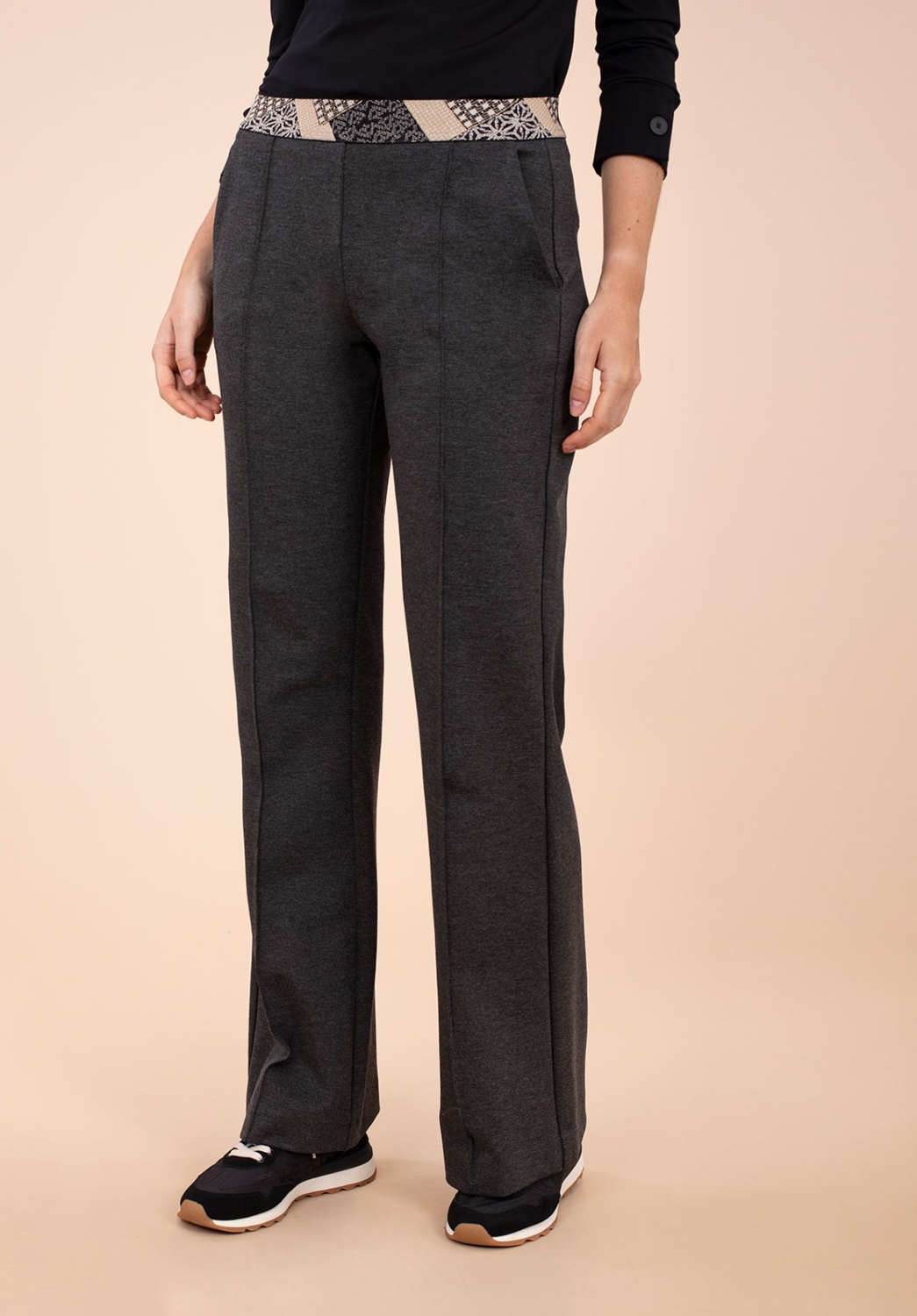 Dark Gray Mid-Rise Pants 1
