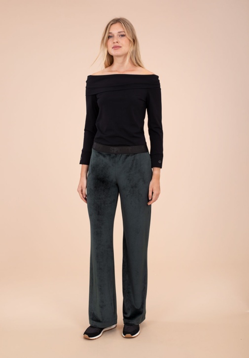 Pantalon En Velours Vert Foncé