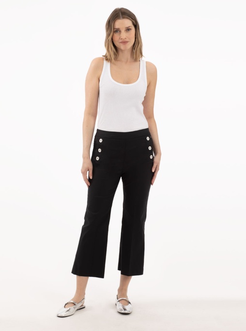 Pantalón Ancho Negro con botones delanteros