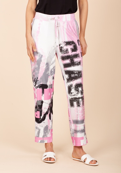Pink Letter Print Trousers