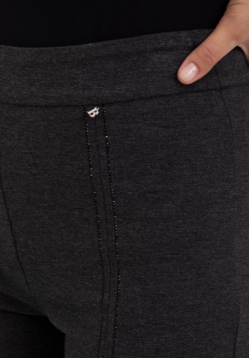 Pantalón Punto Gris Oscuro Strass