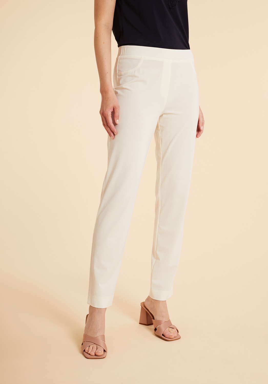 White Knit Trousers With Rhinestones 1
