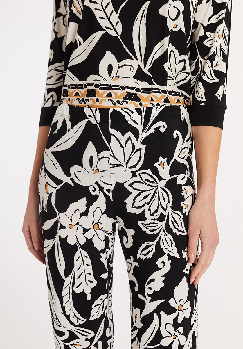 Baroque Floral Trousers Contrasting Hem 2