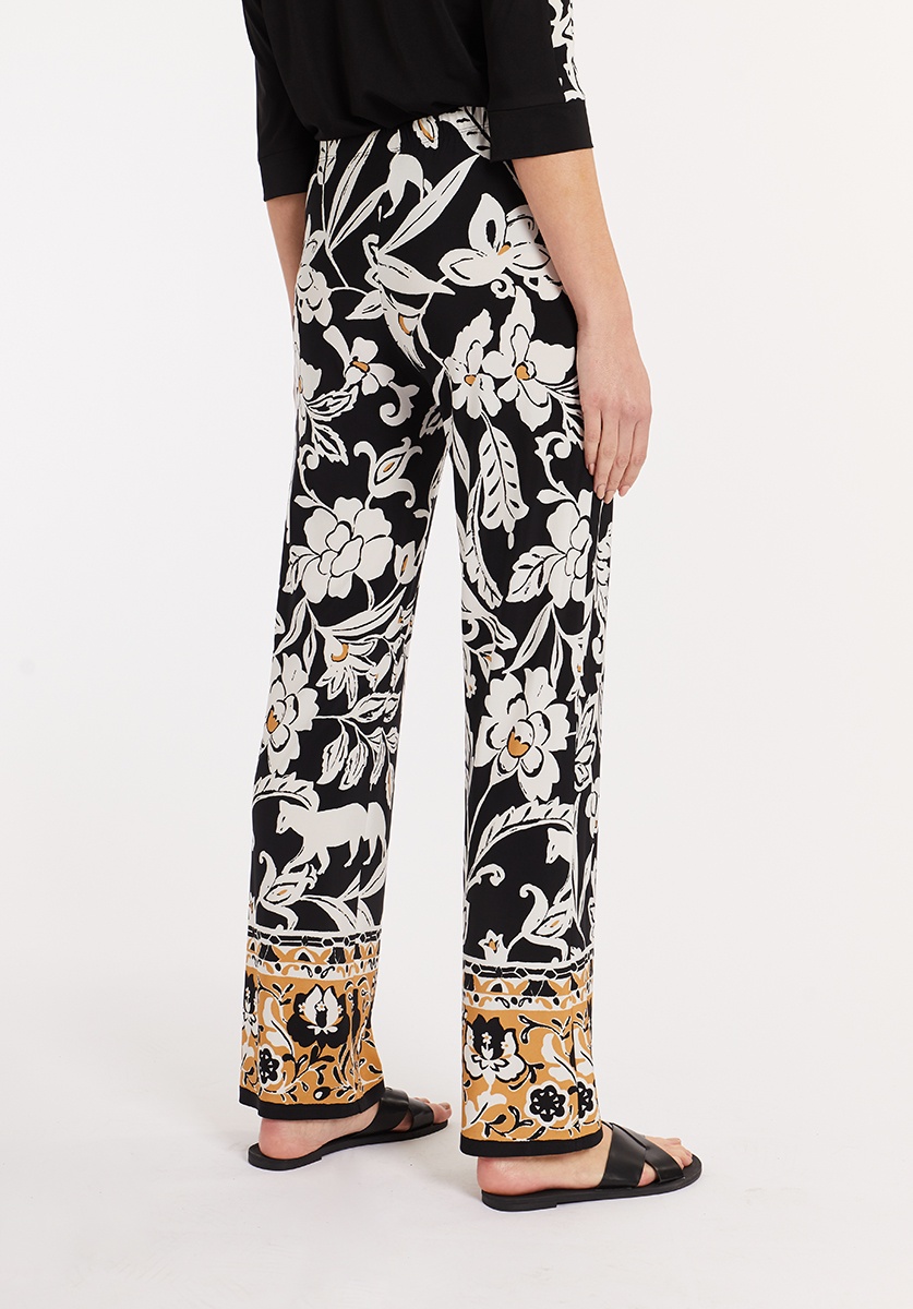 Baroque Floral Trousers Contrasting Hem 3