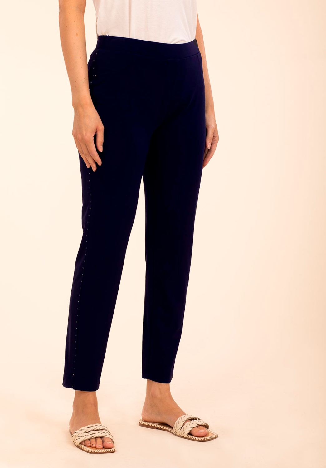 Navy Trousers With Rhinestones 1