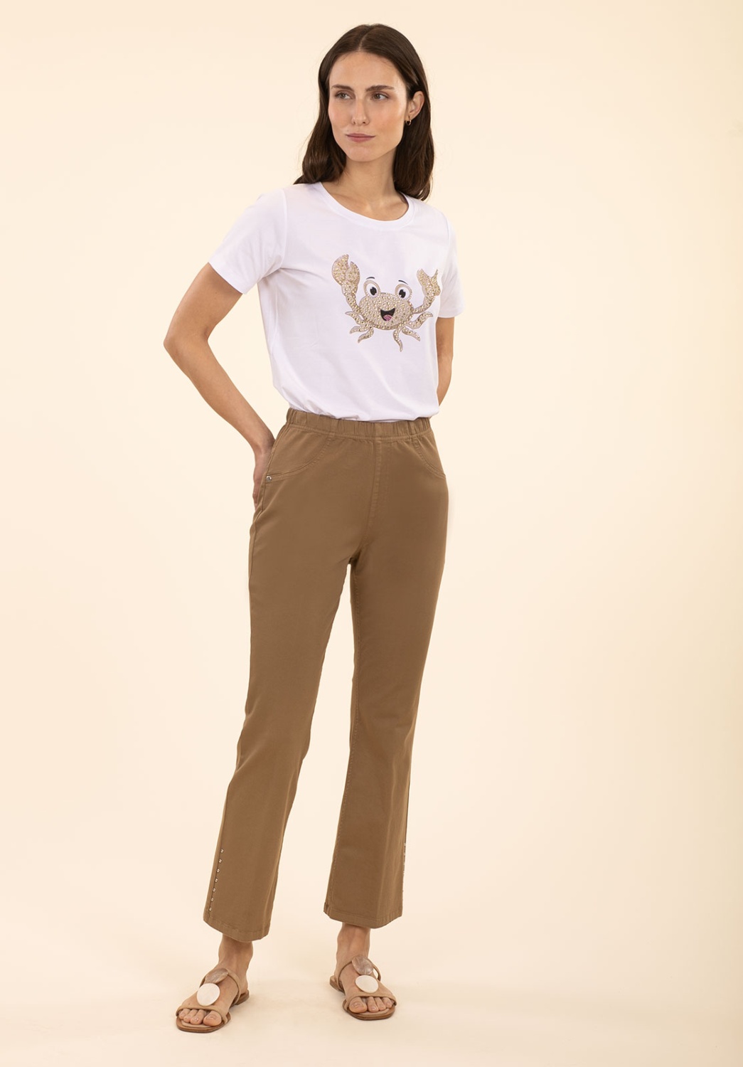 Brown Flare Cotton Trousers 