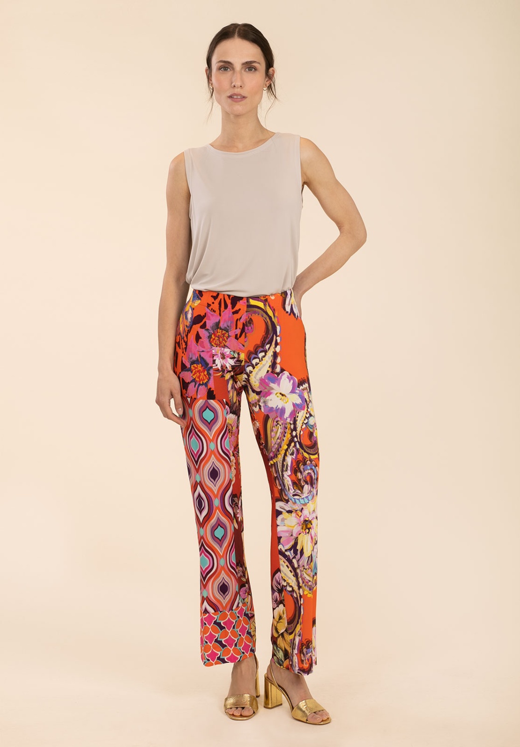 Pantalon patchwork multicolore