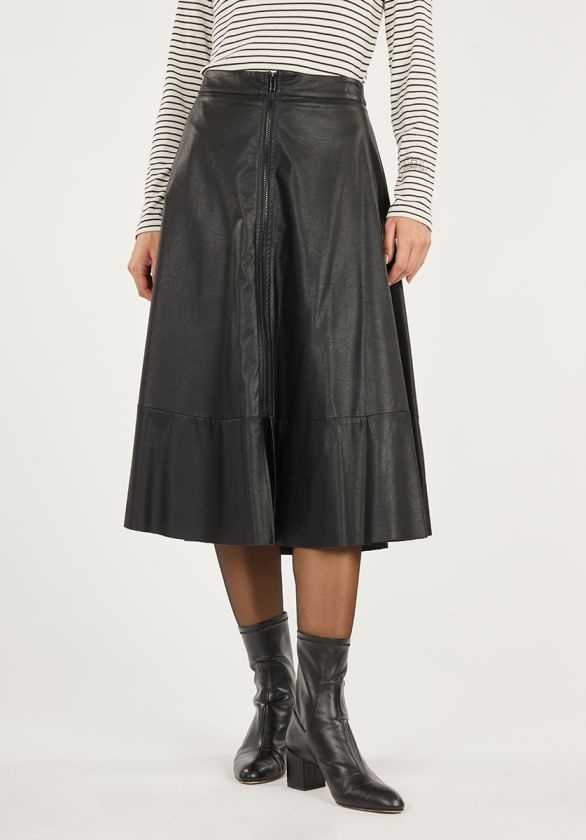 Faux Leather Midi Skirt 1
