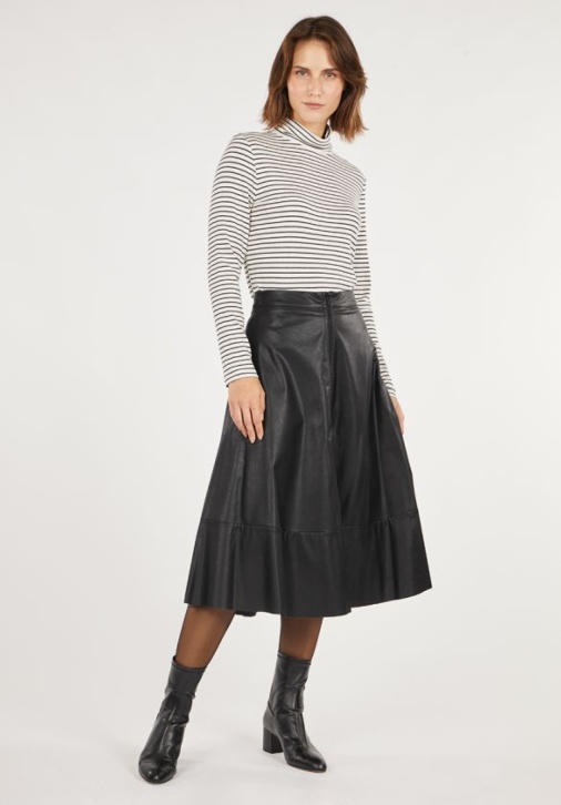 Faux Leather Midi Skirt 