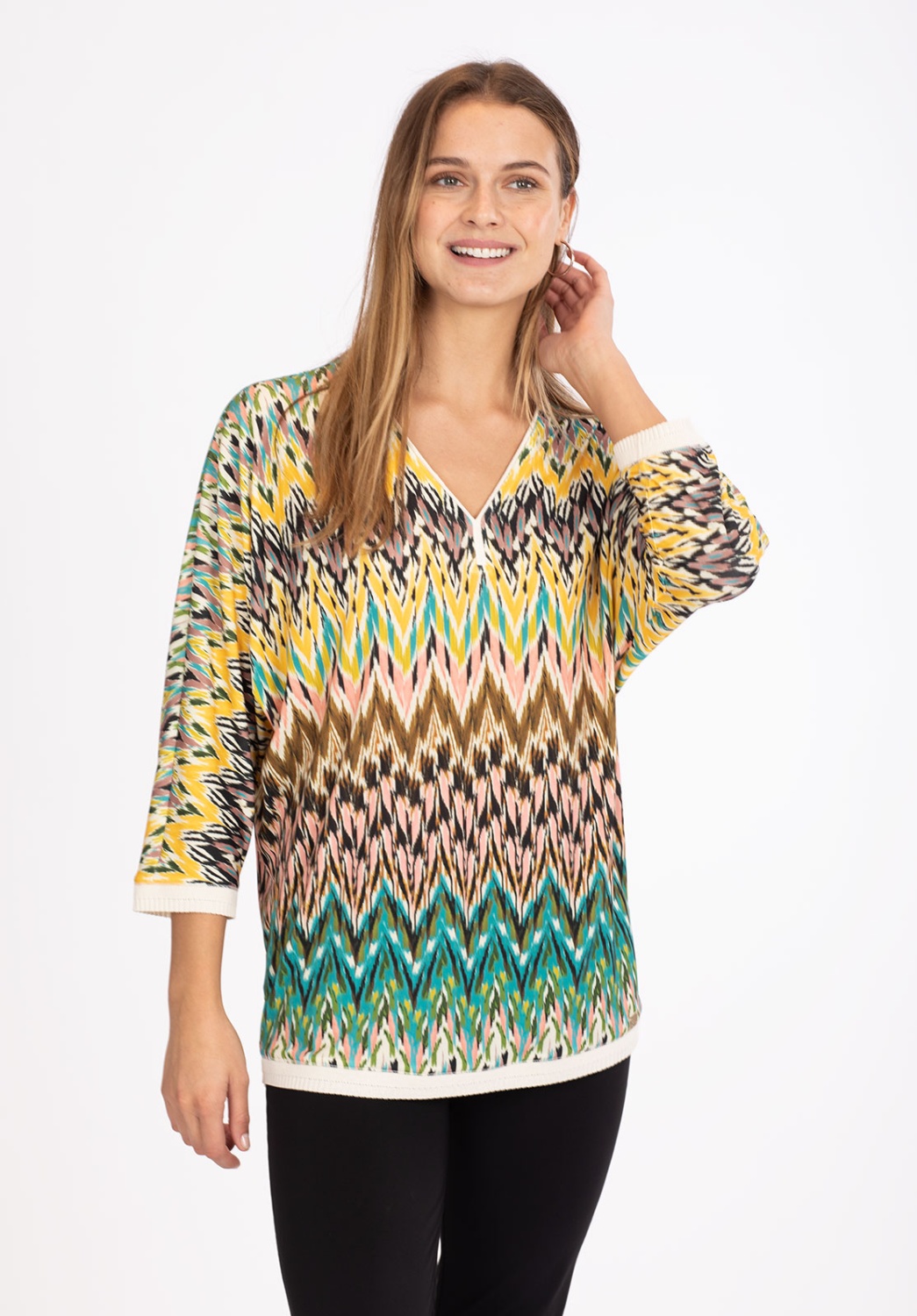 Multicolor Batwing Sleeve T-shirt 1