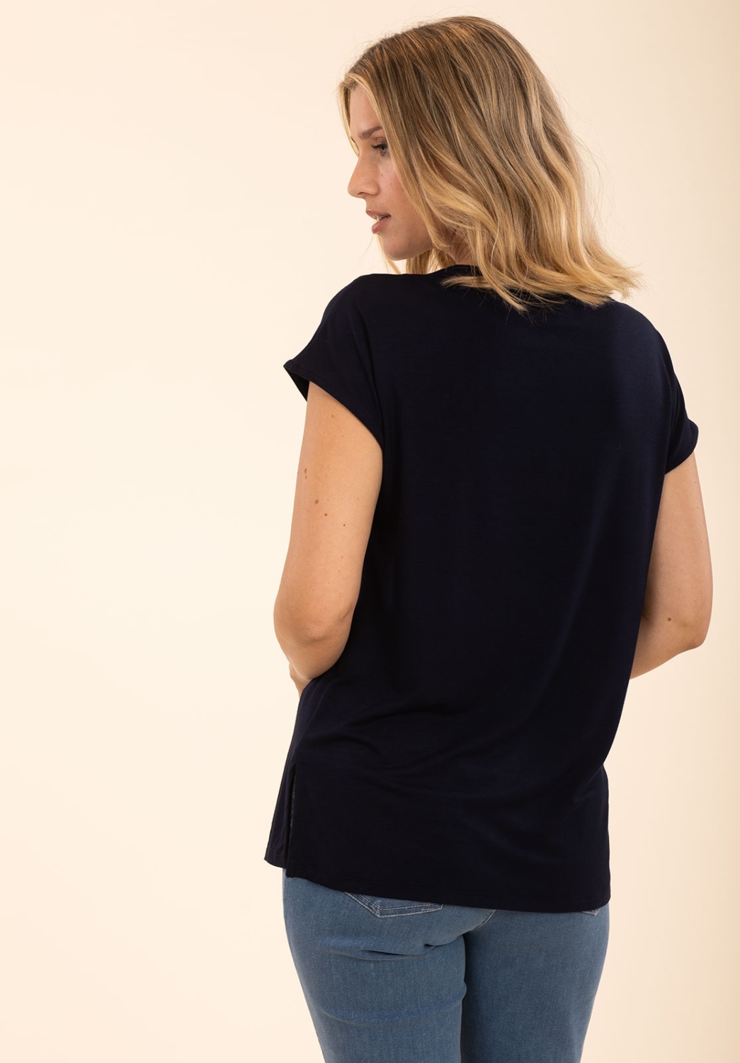 Navy T-shirt with Contrast Trim