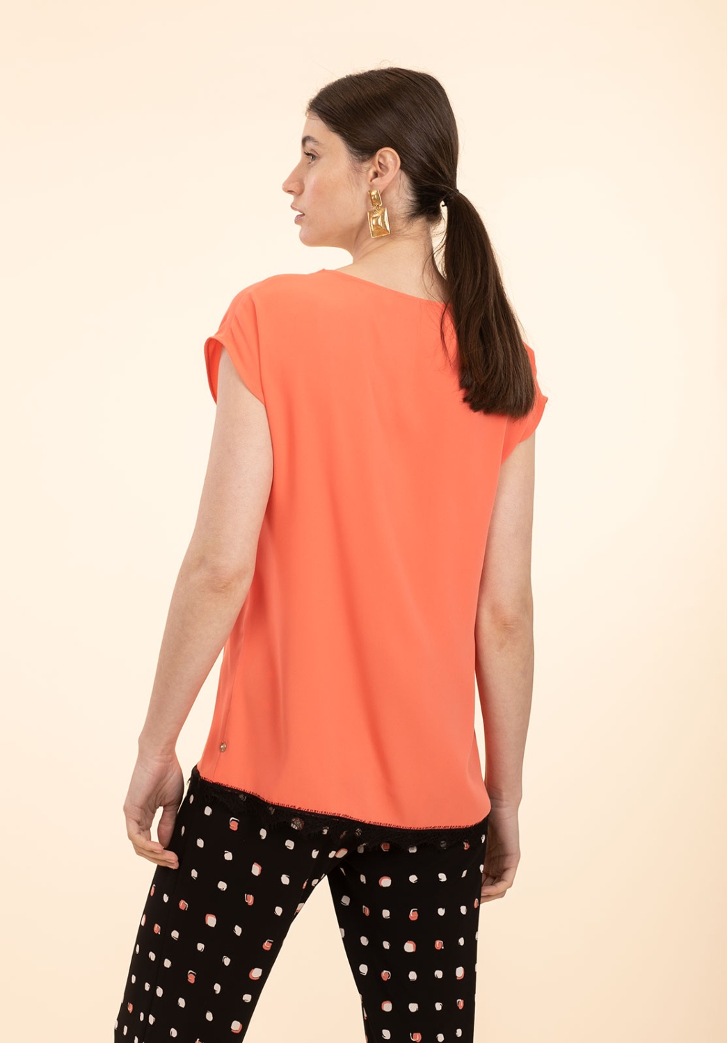 Orange Blouse With Lace 3