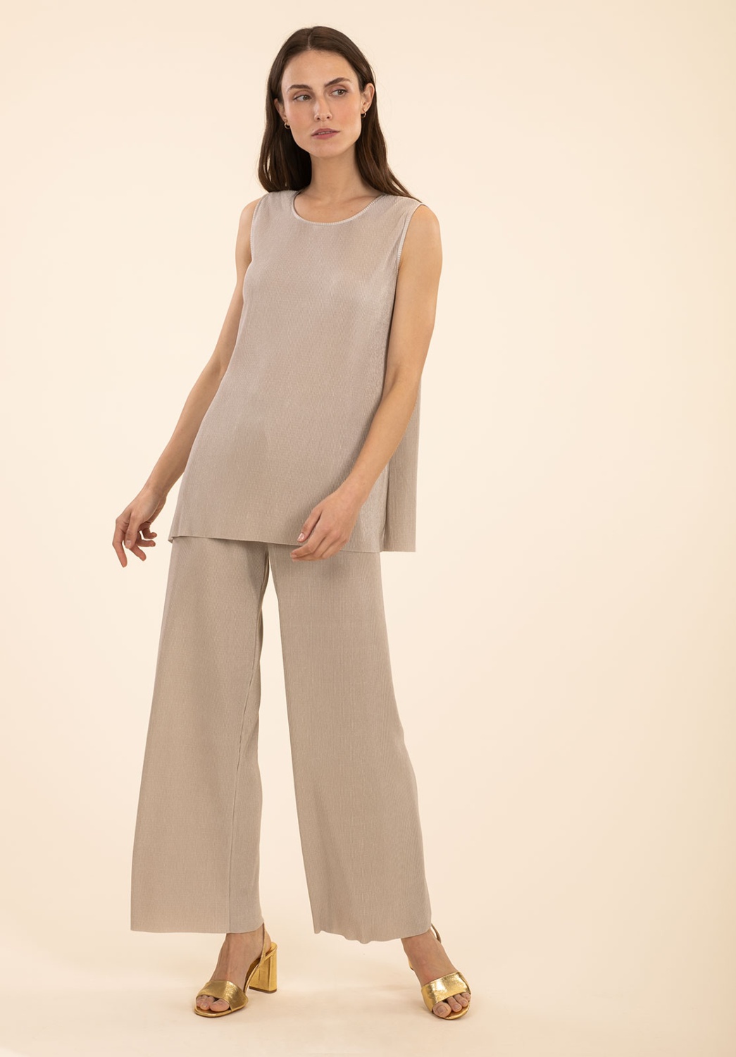 Stone Pleated Trousers