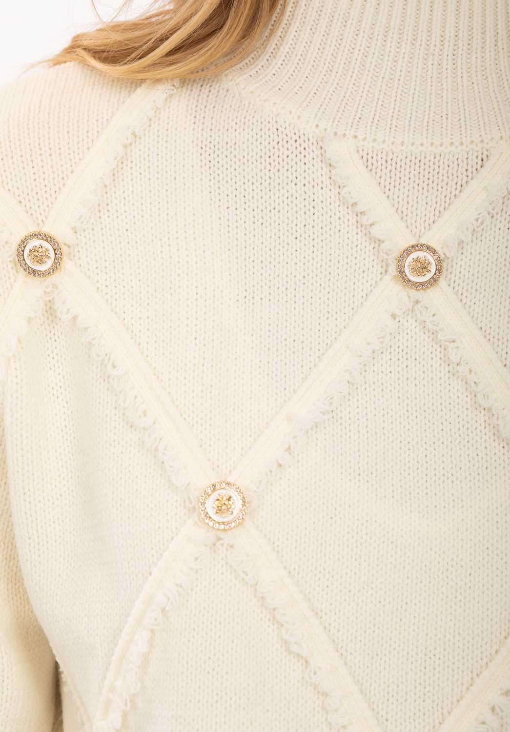 Buttons White Sweater 