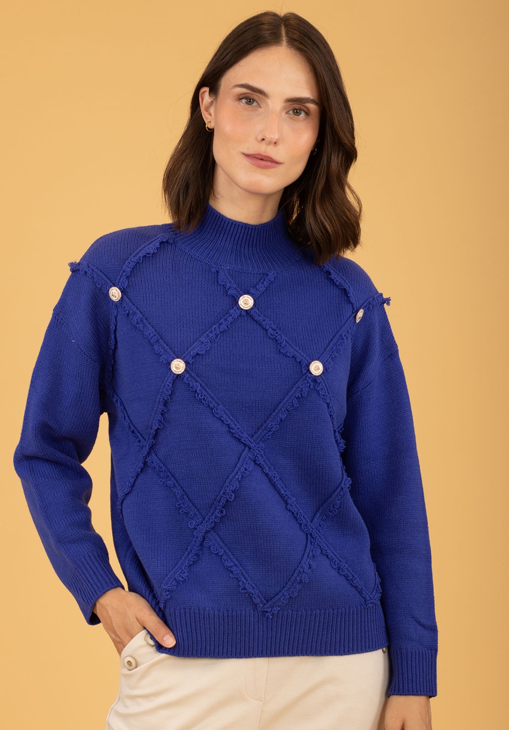 Buttons Cobalt Sweater 4