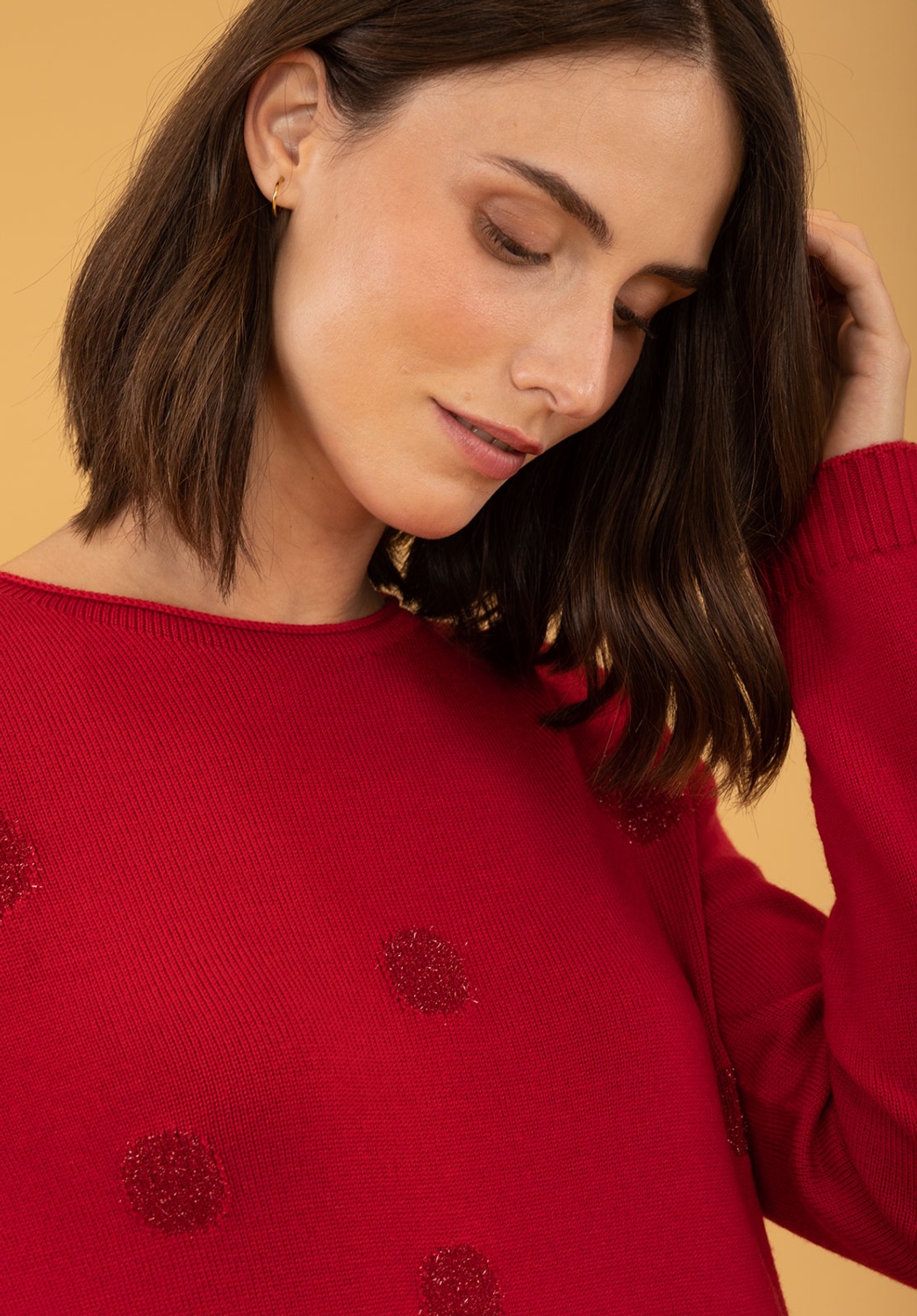 Red Lurex Polka Dot Sweater 1