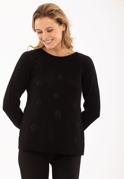 Black Lurex Polka Dot Sweater