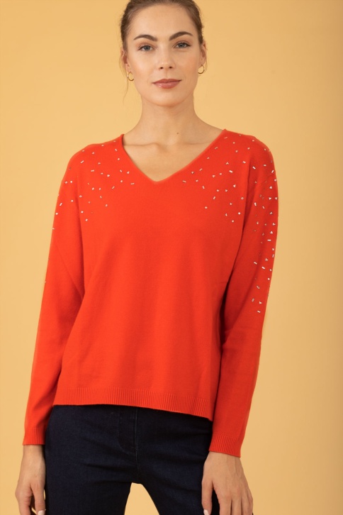 Orange Sweater With Sutds