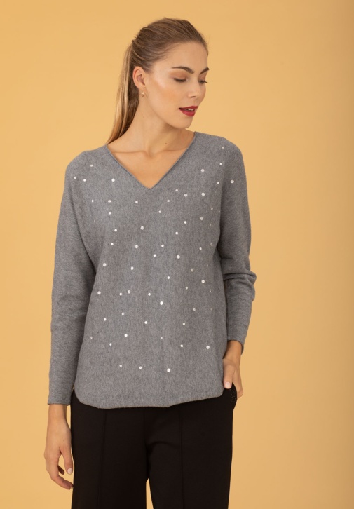 Gray Studded Sweater