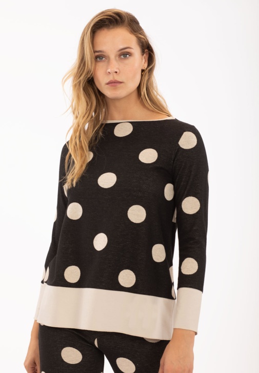 Two-tone Polka Dot Sweater