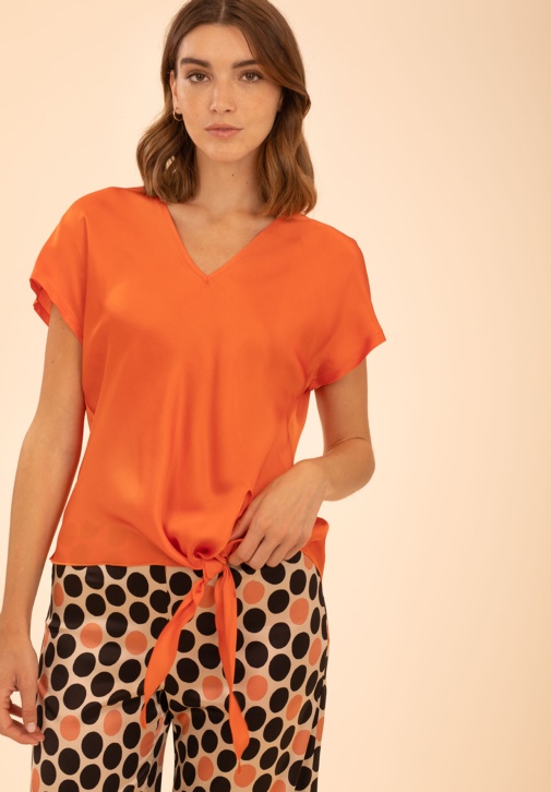 Knotted Orange Blouse