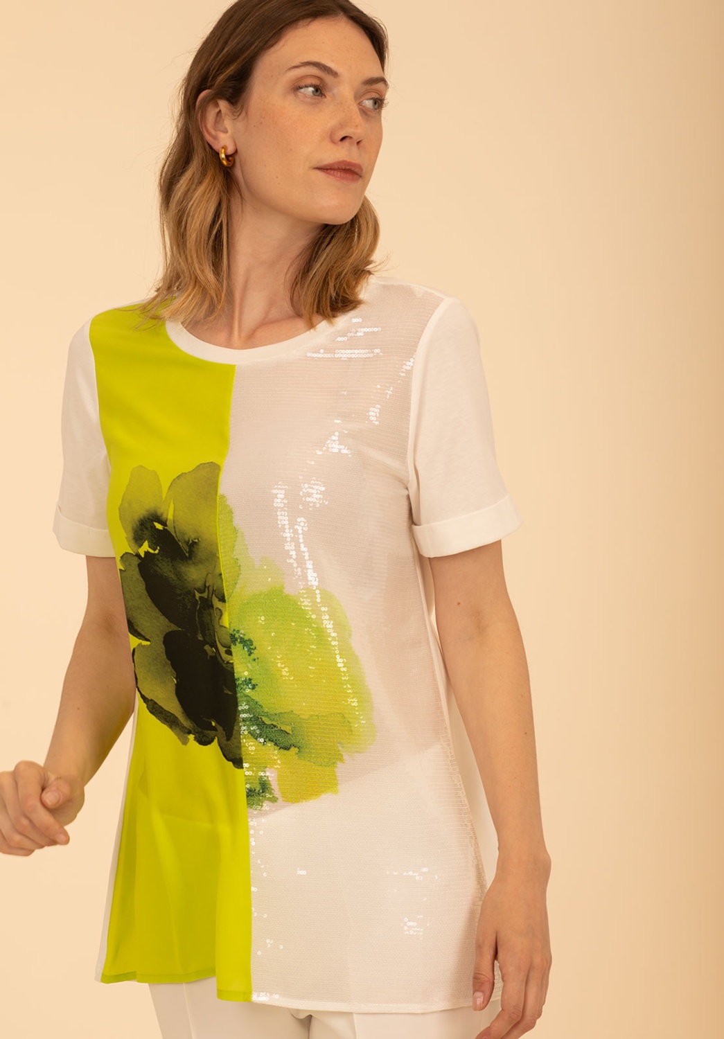 T-shirt Fleur Aquarelle Citron Vert 1