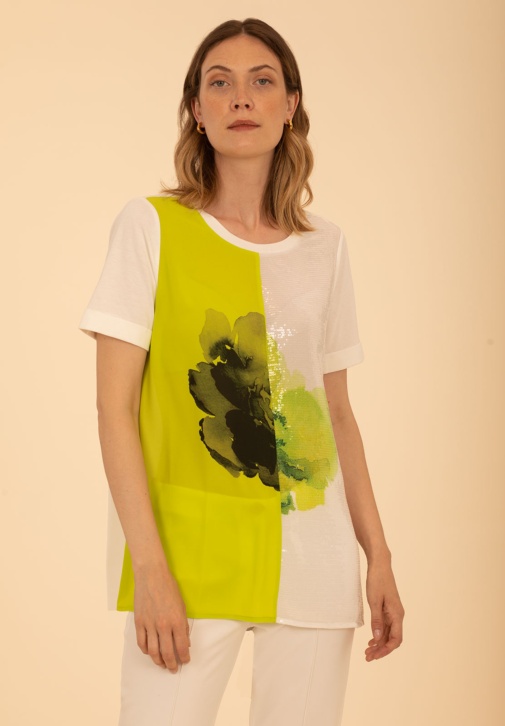 Lime Watercolor Flower T-shirt