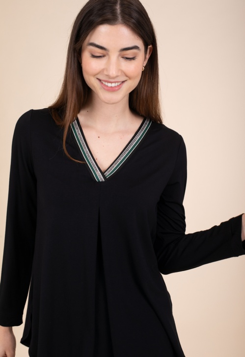 Black V-neck T-shirt