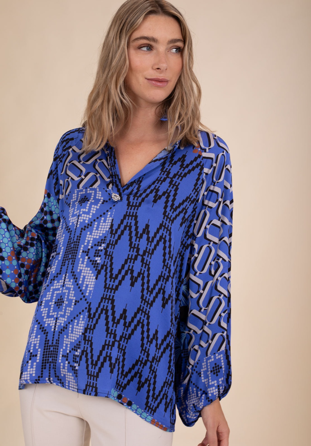 Blue Printed Blouse