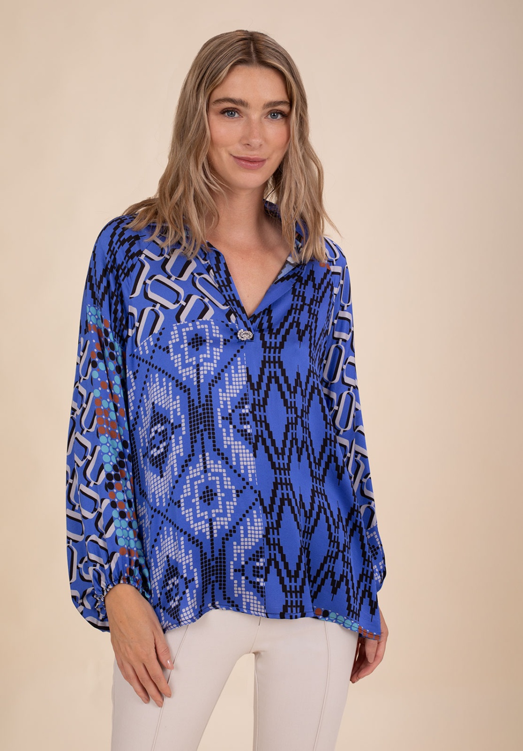 Blue Printed Blouse 1
