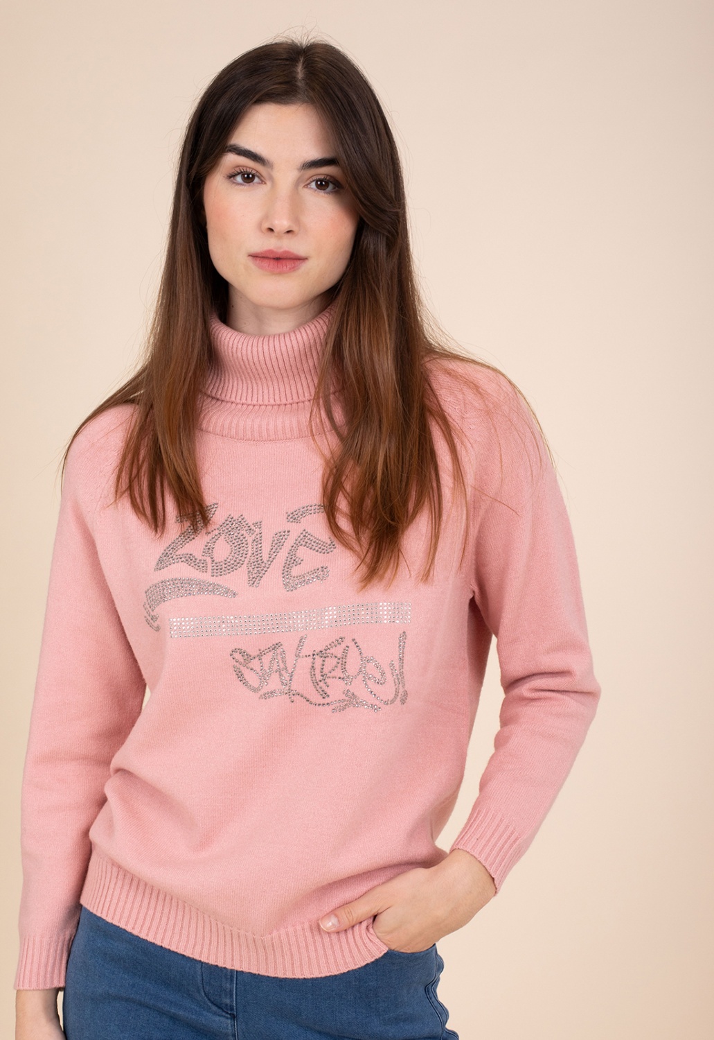 Pink Turtleneck Sweater