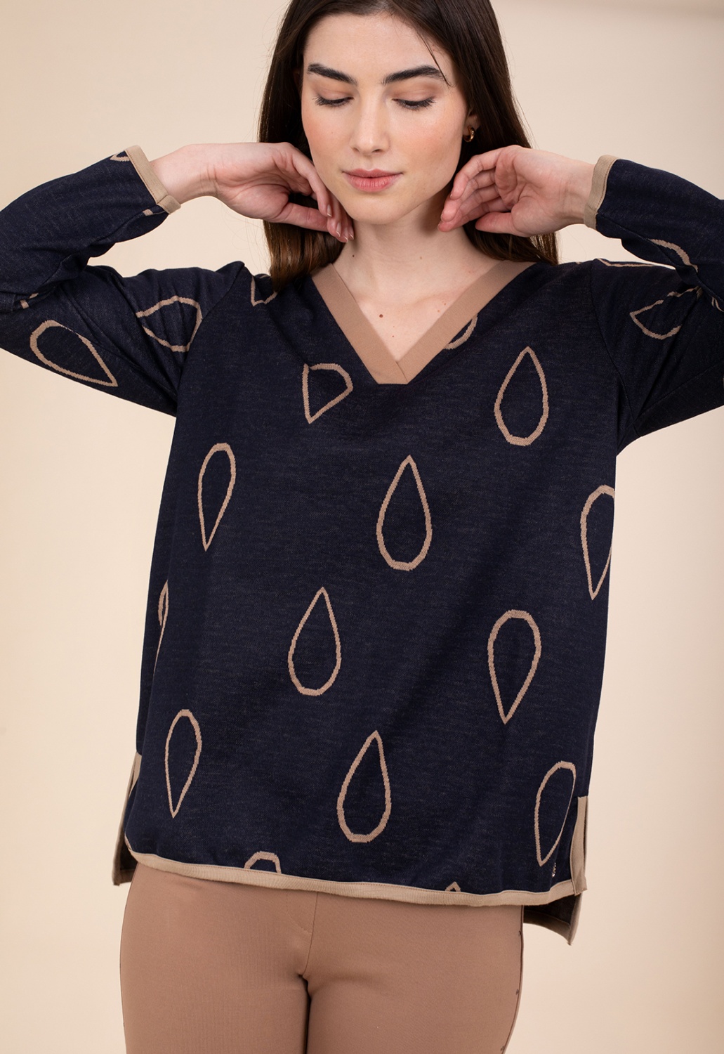 Jersey Pico Gotas Camel