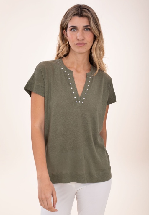 Camiseta Lino Caqui 